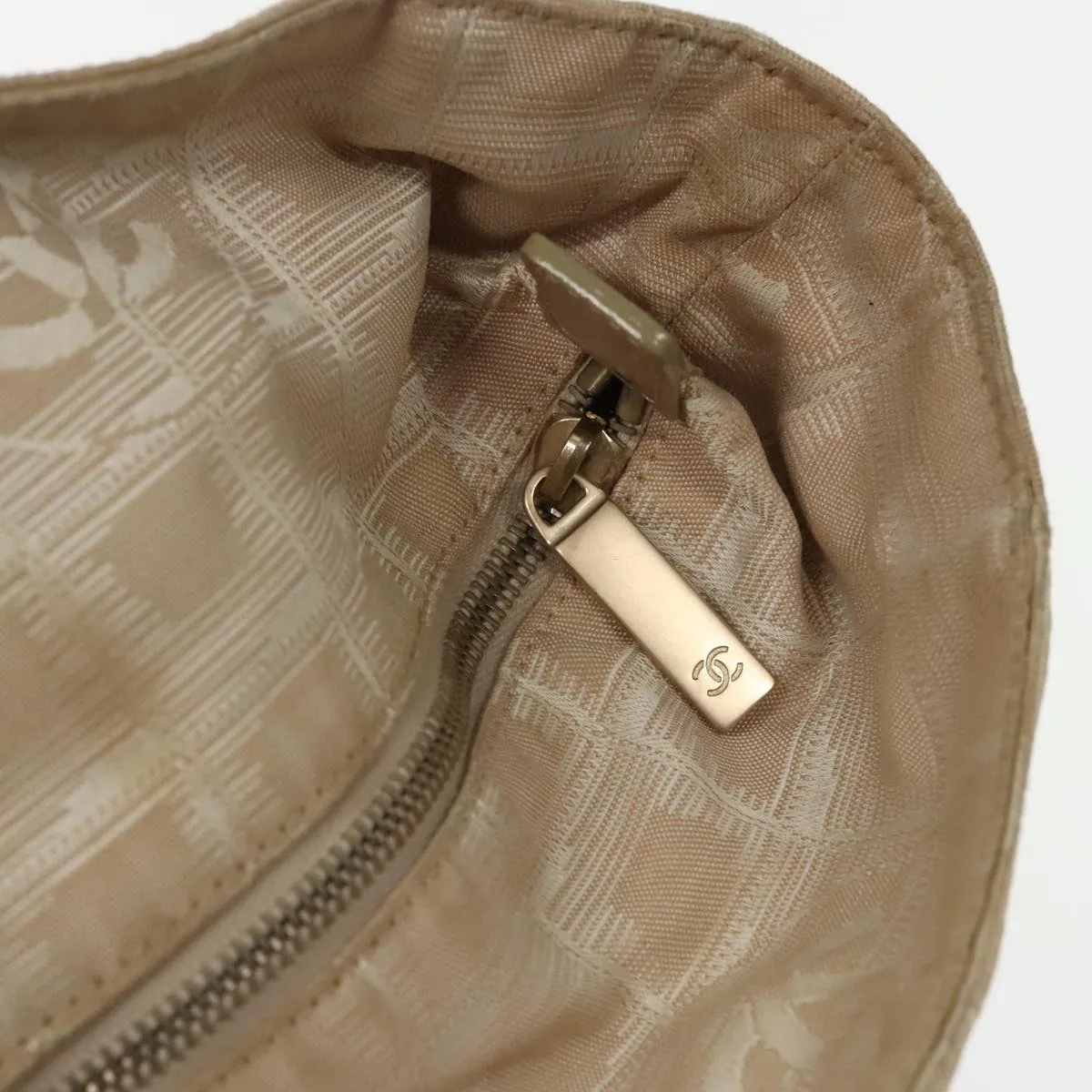 CHANEL New Travel line Tote Bag Nylon Beige Gold CC 95463