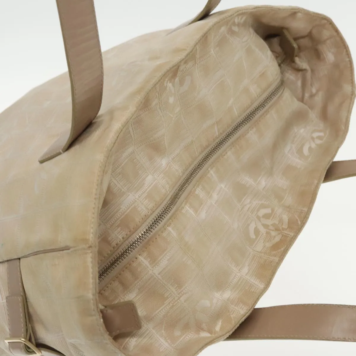 CHANEL New Travel line Tote Bag Nylon Beige Gold CC 95463