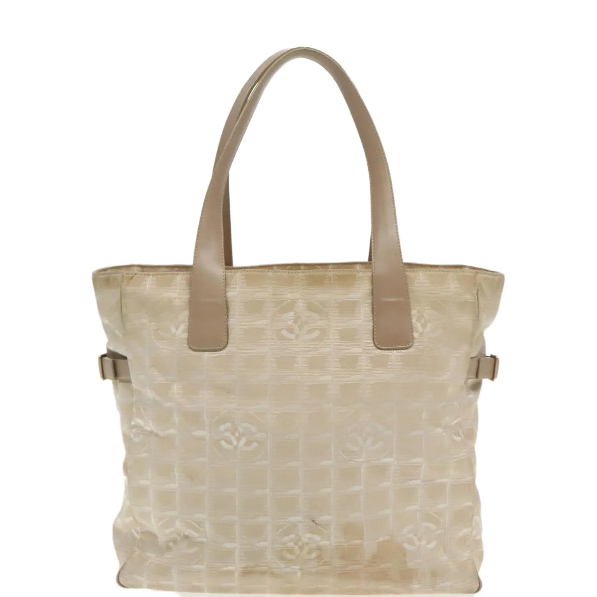 CHANEL New Travel line Tote Bag Nylon Beige Gold CC 95463