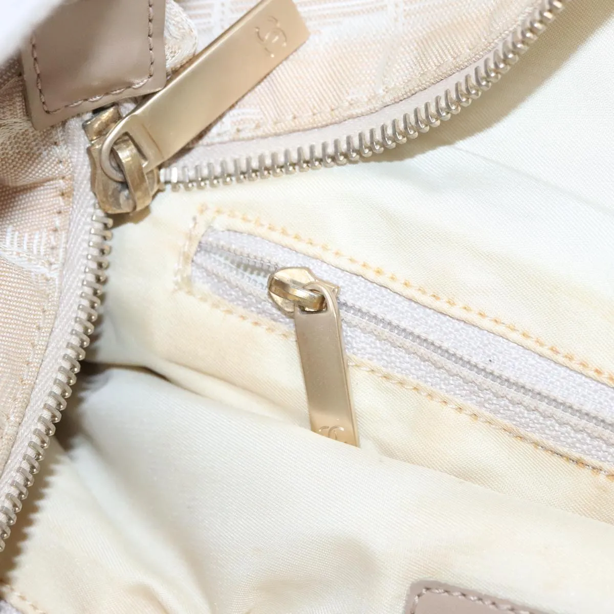 CHANEL New Travel line Tote Bag Nylon Beige Gold CC 95463