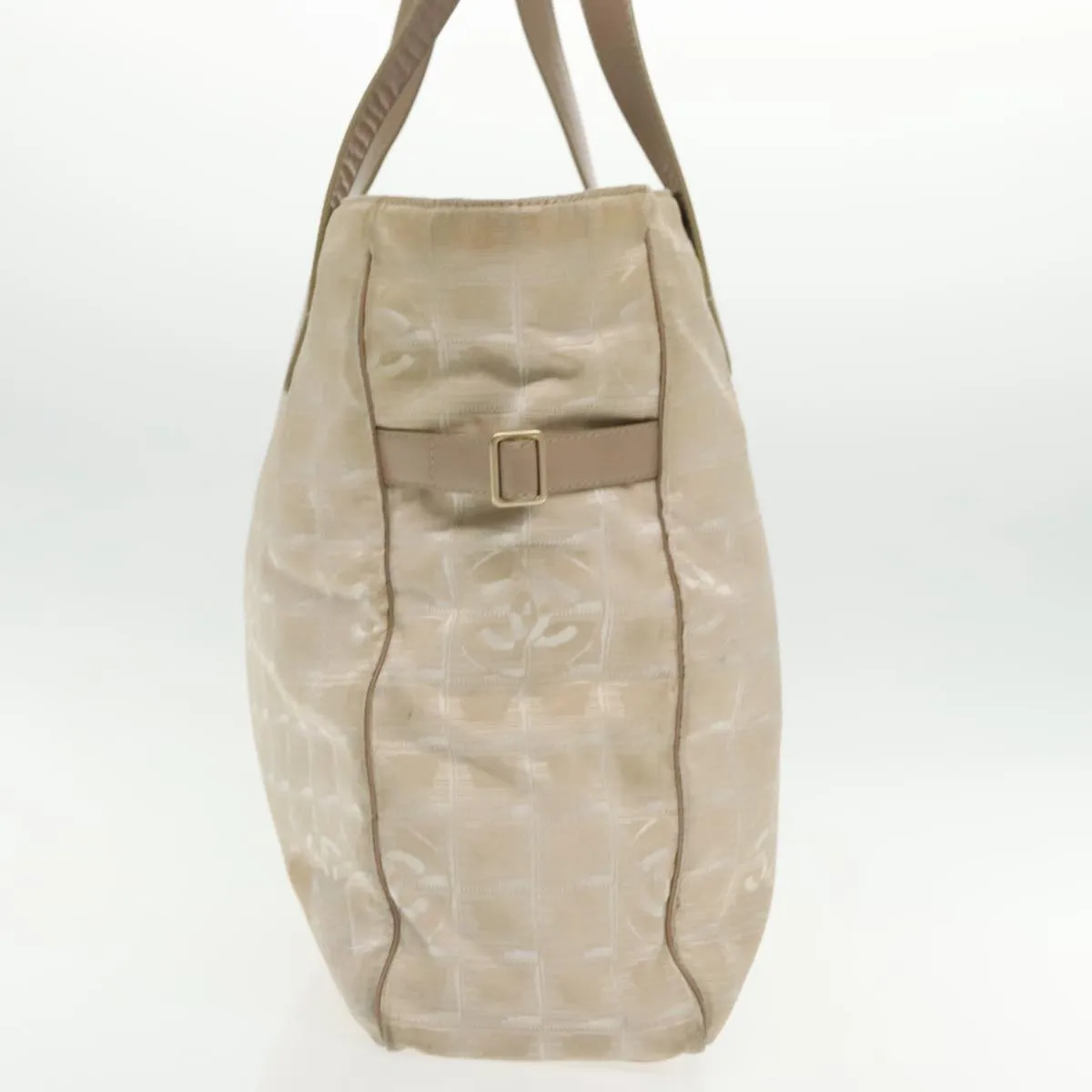 CHANEL New Travel line Tote Bag Nylon Beige Gold CC 95463