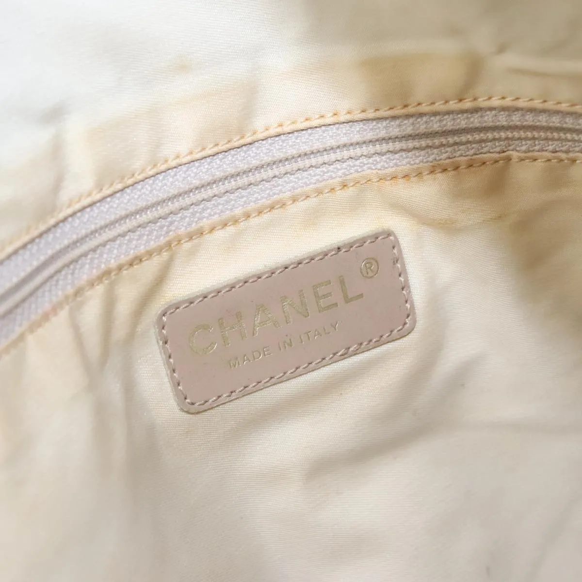 CHANEL New Travel line Tote Bag Nylon Beige Gold CC 95463