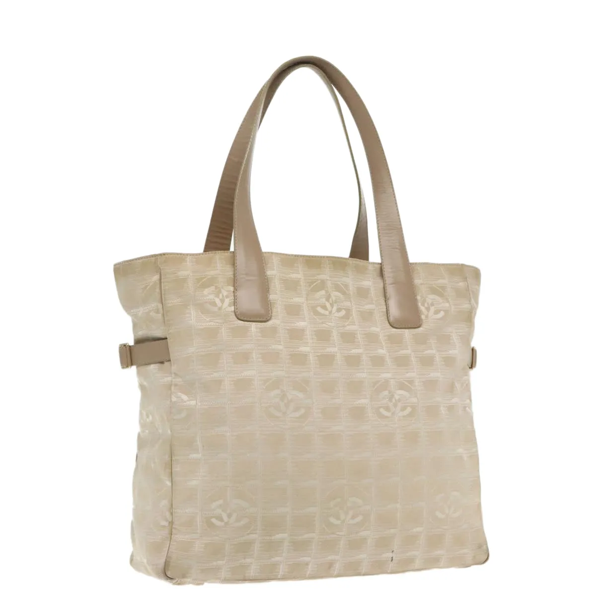CHANEL New Travel line Tote Bag Nylon Beige Gold CC 95463