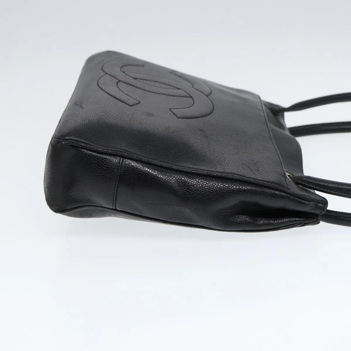 CHANEL Tote Bag Caviar Skin Black Gold CC bs17526