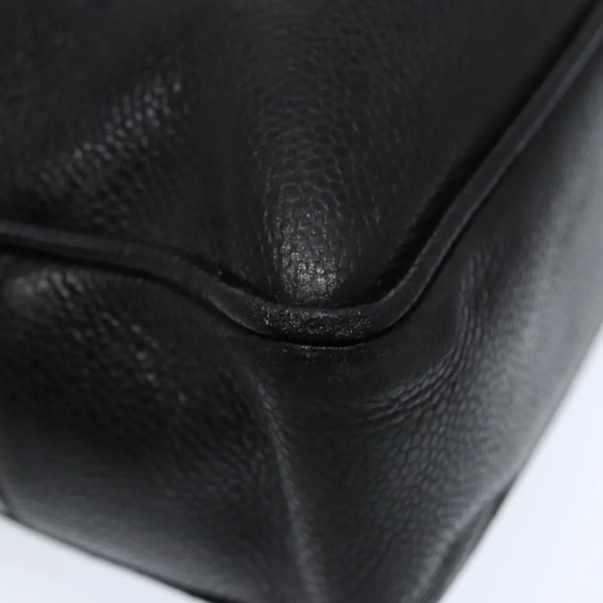 CHANEL Tote Bag Caviar Skin Black Gold CC bs17526