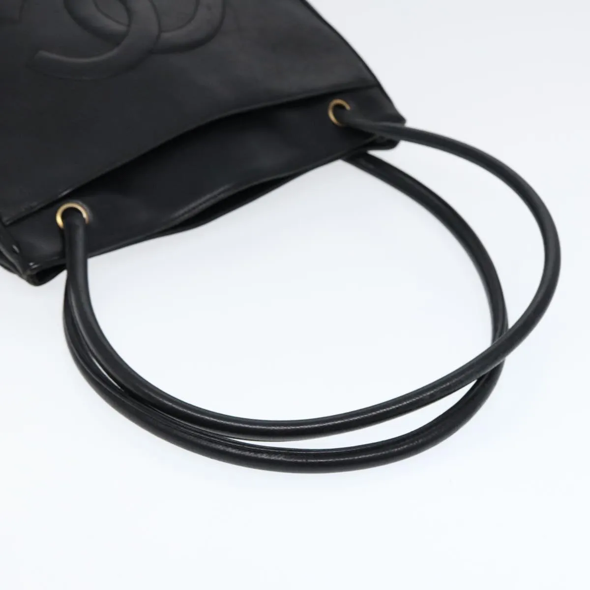 CHANEL Tote Bag Caviar Skin Black Gold CC bs17526