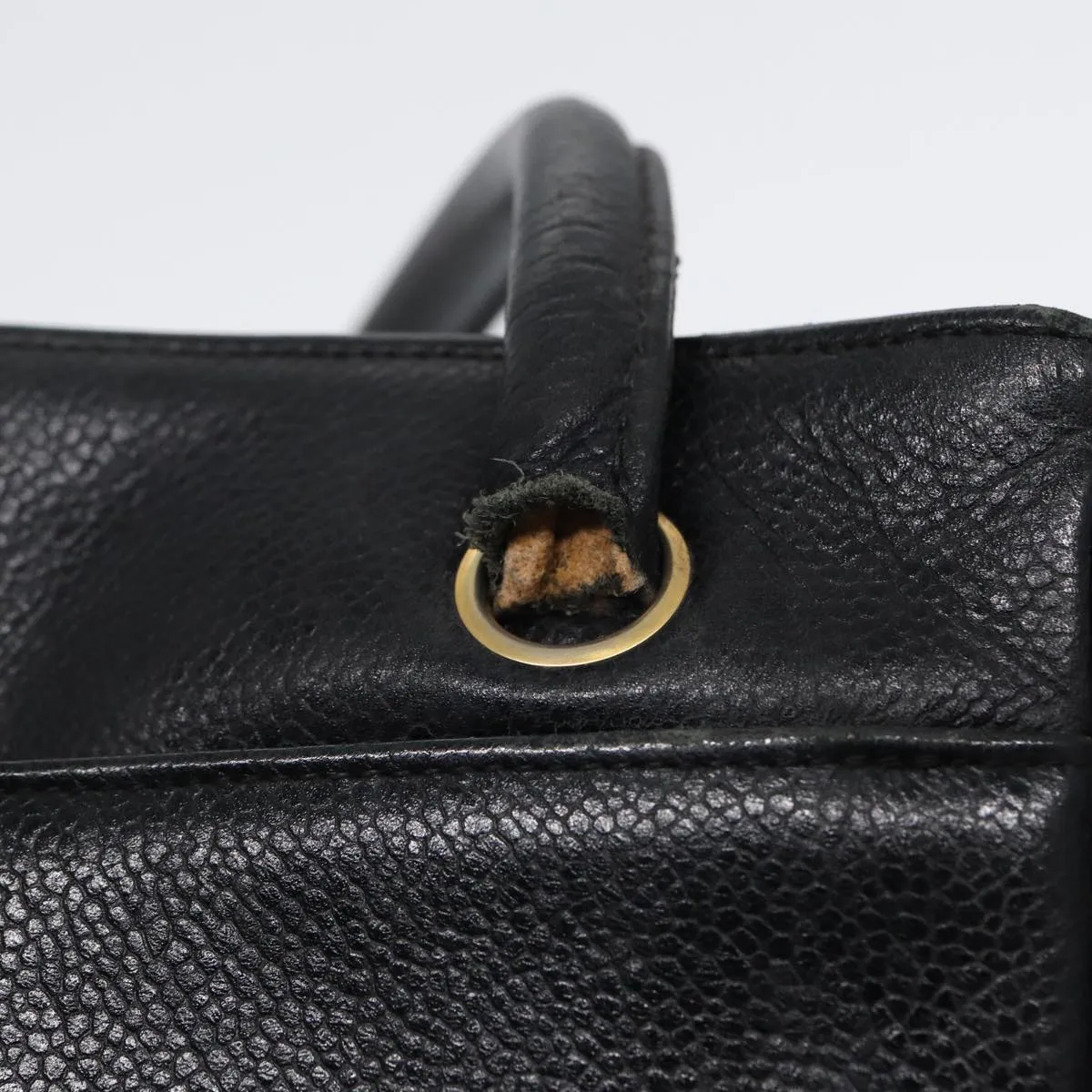 CHANEL Tote Bag Caviar Skin Black Gold CC bs17526