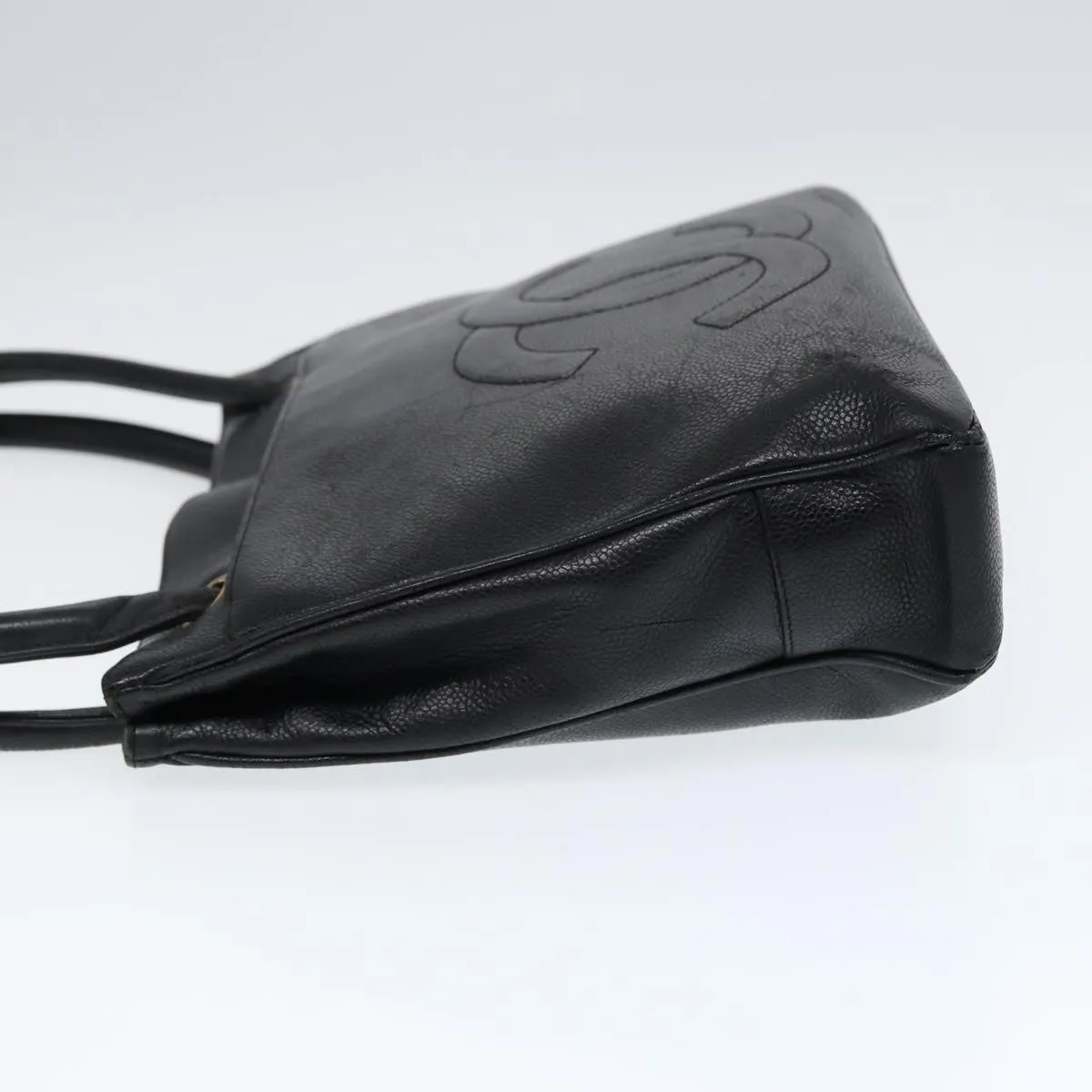 CHANEL Tote Bag Caviar Skin Black Gold CC bs17526