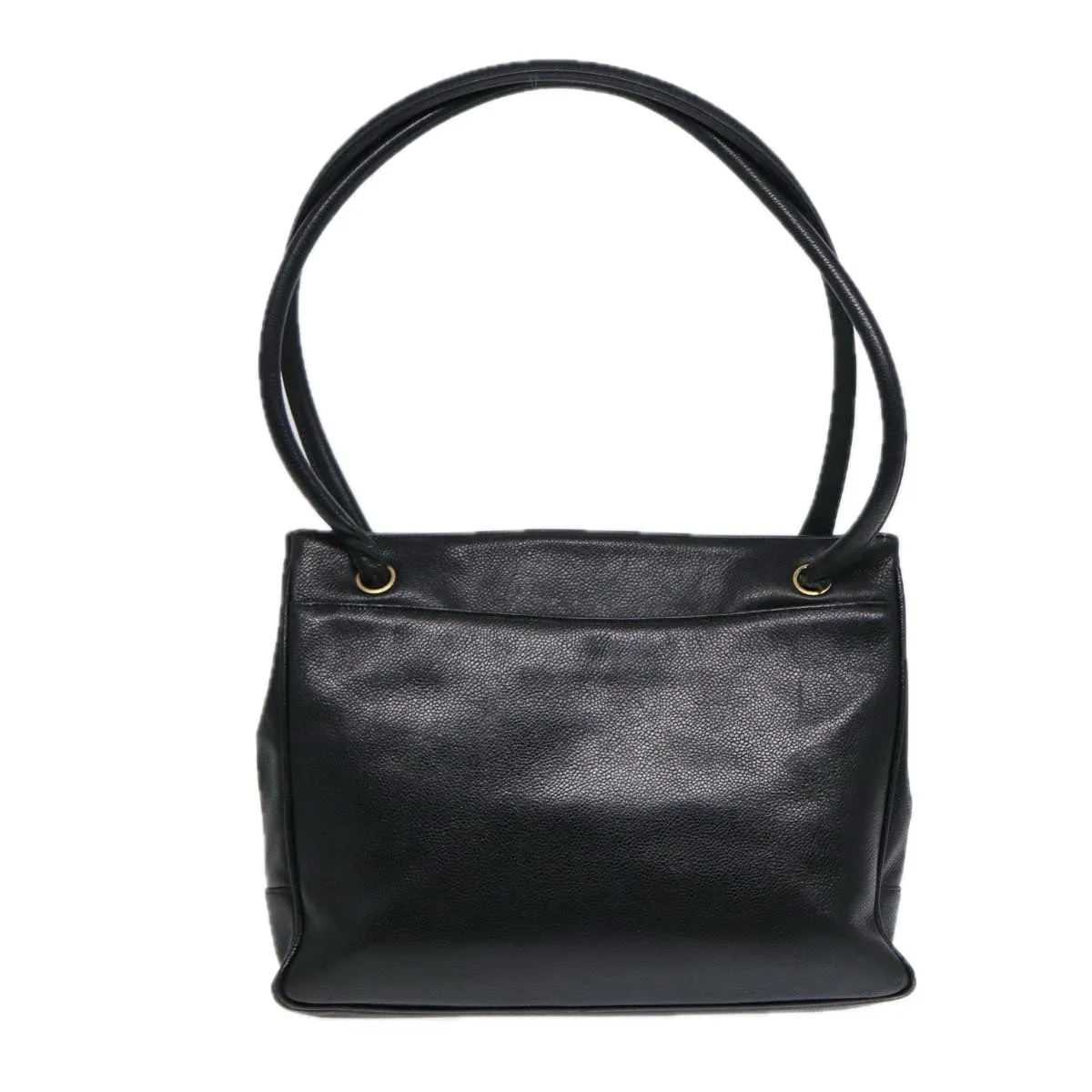 CHANEL Tote Bag Caviar Skin Black Gold CC bs17526