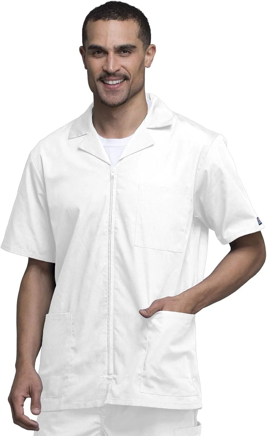 Cherokee Men's Zip Up Jacket, Traditional Fit Lapel Collar with Half Sleeves 4300