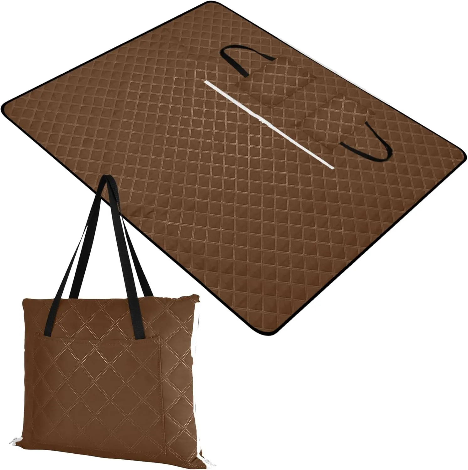 CHIFIGNO Coconut Brown Beach Blanket Sandproof Waterproof Picnic Accessories Foldable Outdoor Camping Grass Mat 80" x 60"