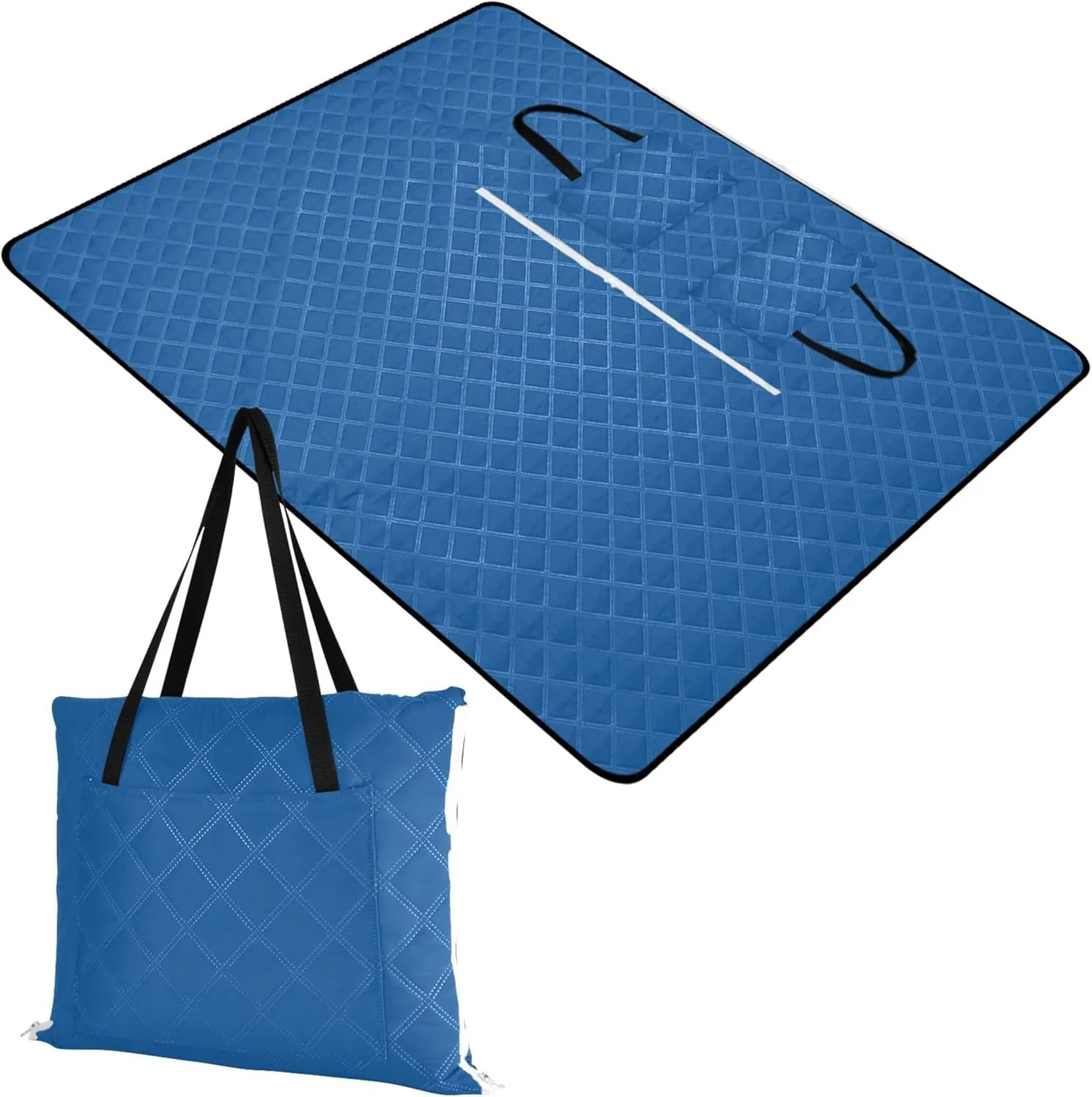 CHIFIGNO Mineral Blue no Sand Beach Blanket Waterproof, Outdoor Playmat Camping Blanket Foldable Mat Picnic Blanket, 80" x 60"