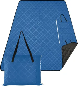 CHIFIGNO Mineral Blue no Sand Beach Blanket Waterproof, Outdoor Playmat Camping Blanket Foldable Mat Picnic Blanket, 80" x 60"