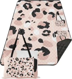 CHIFIGNO Modern Leopard Animals Cute Beach Mat Sand Free Waterproof Cute Picnic Blankets Foldable Lawn Blanket for Grass Mat 80" x 60"