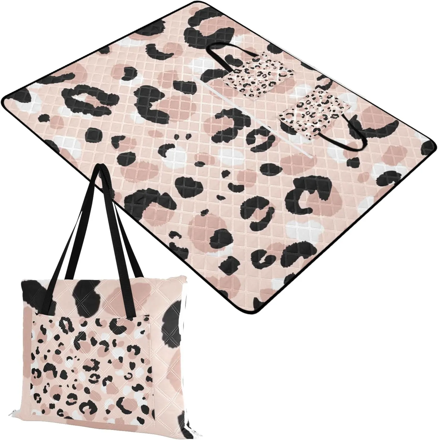 CHIFIGNO Modern Leopard Animals Cute Beach Mat Sand Free Waterproof Cute Picnic Blankets Foldable Lawn Blanket for Grass Mat 80" x 60"
