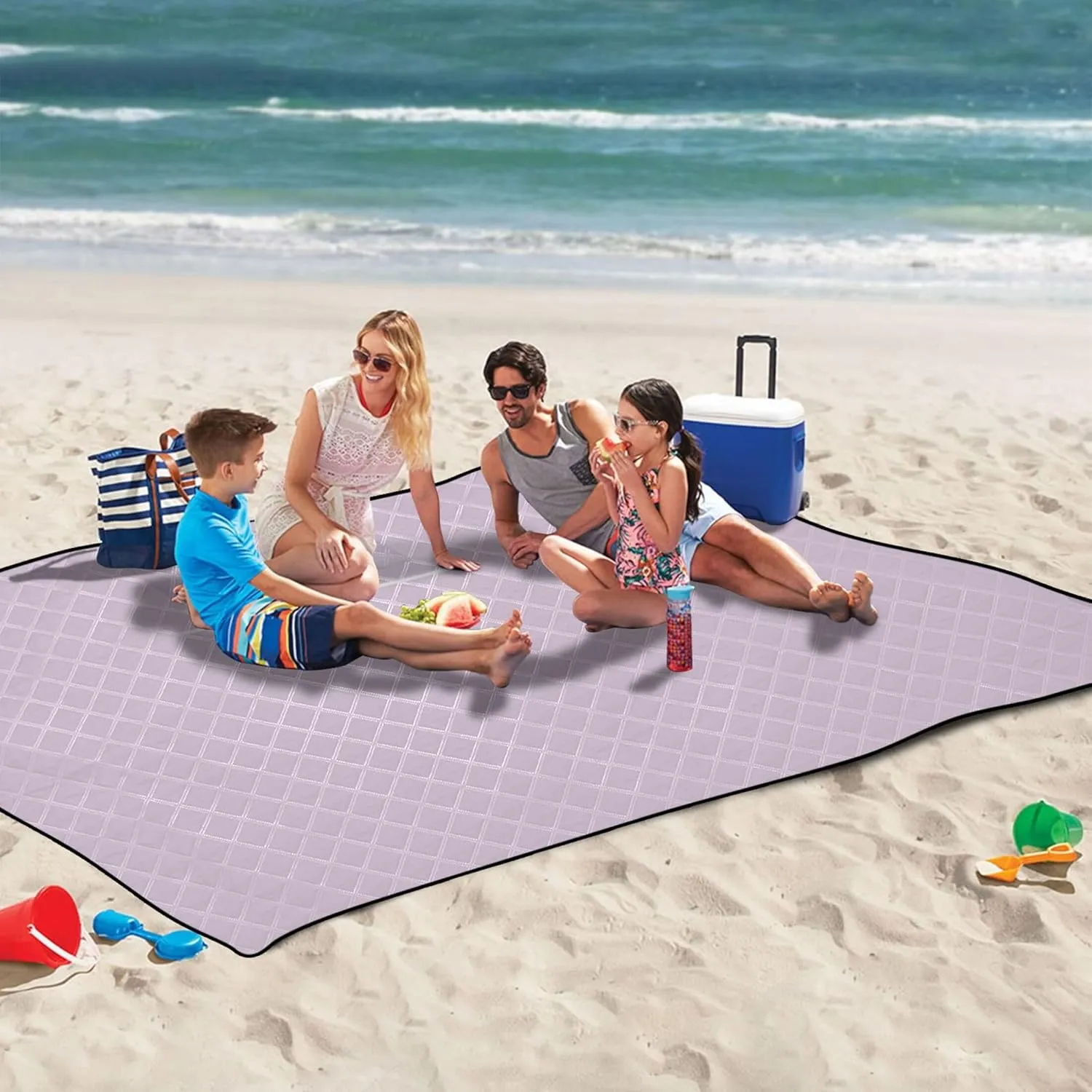 CHIFIGNO Pail Lilac Large Mat Picnic Blanket Cute Beach Blanket Sandproof Waterproof Outdoor Blanket Camping Mat 80" x 60"