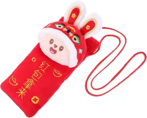 Chinese Style Art Red Envelope Crossbody Bag Year Money Pouch Compact Red Packet for Cash Cultural Blessings Wishes for Family Friends