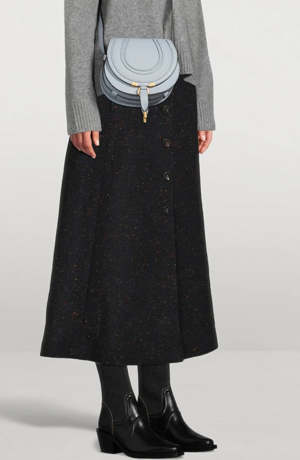 CHLOÉ
Nellie Leather And Knit Ankle Boots