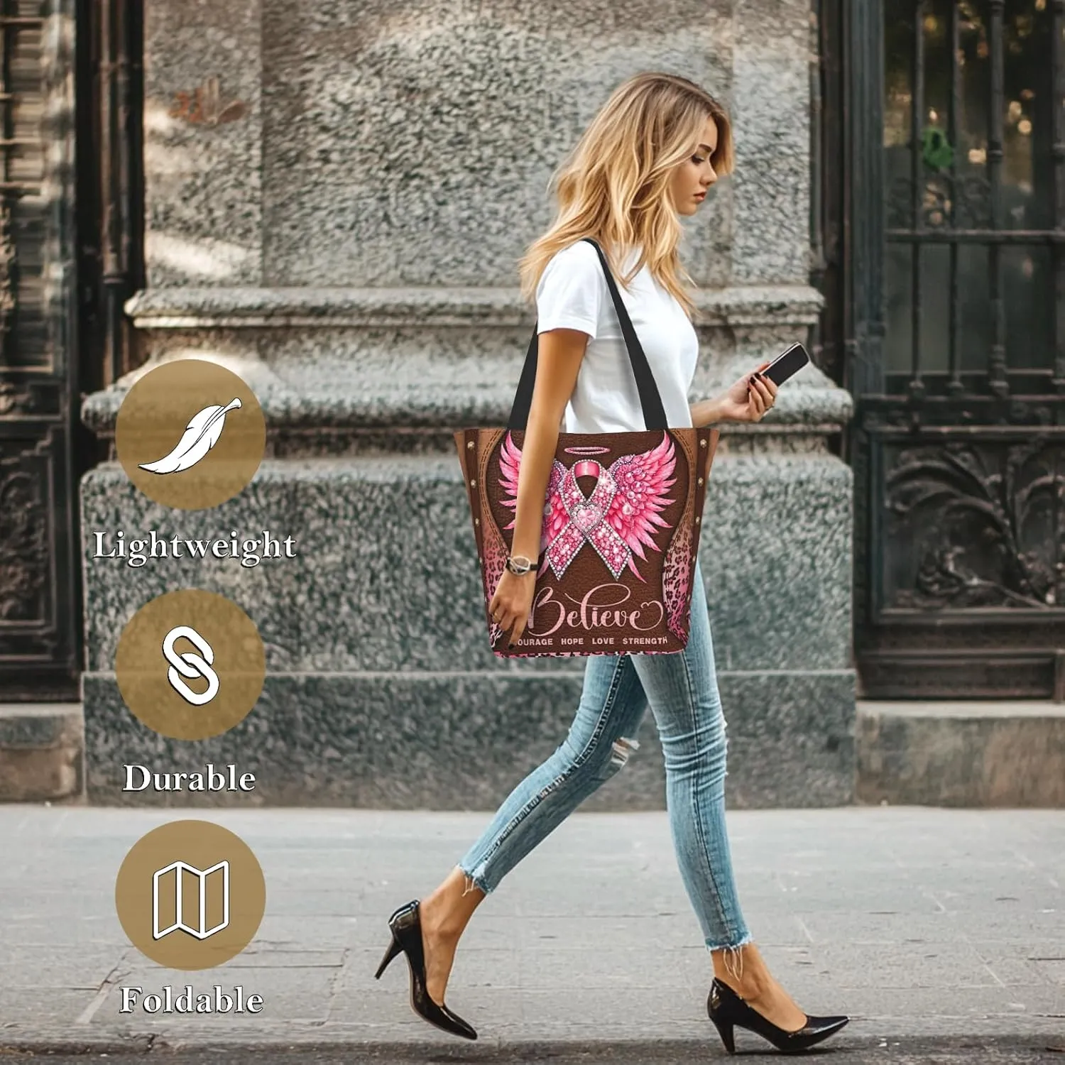 Christian Bible Tote Bags for Women Bible Church Bags Religious Reusable Grocery Bag
