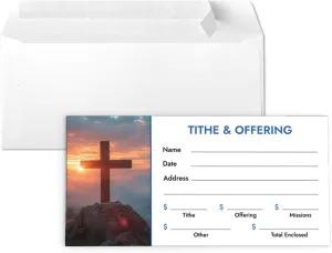Christian Church Tithing Envelopes Self-Seal (500 Pack) - 6.5"x3.5" Offering Envelopes with Pre-Printed Fields for Tithes, Offerings, and Missions (Modern)