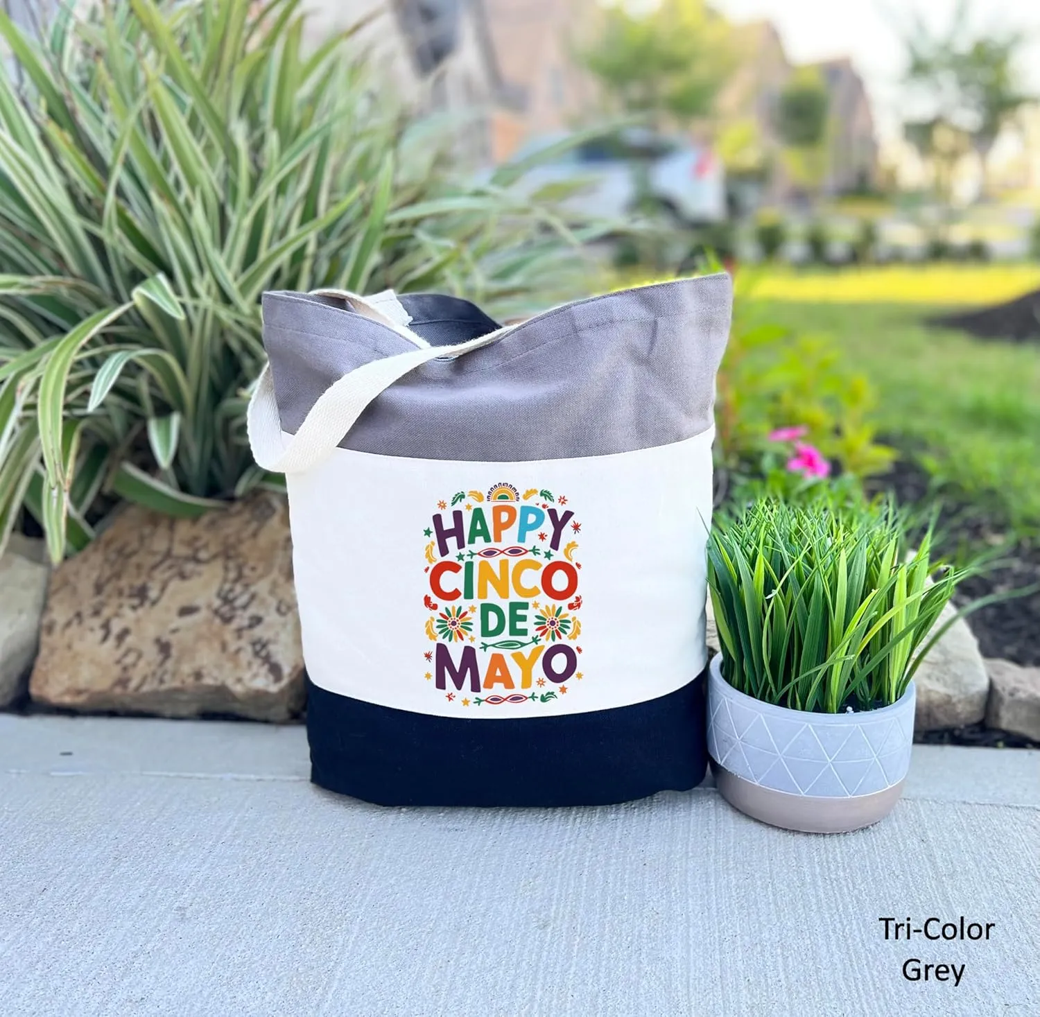 Cinco de Mayo Tote Bag, Fiesta Party Shirt, May 5th Shoulder Bag, Gift for Fiesta Lover, Mexican Party (Tri-Color Tote Bag, Design 08)