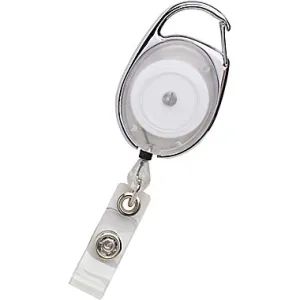 Clear Carabiner Retractable ID Badge Reel With Clear Strap CH-IDCWMR Oval Clear (10 Pack)