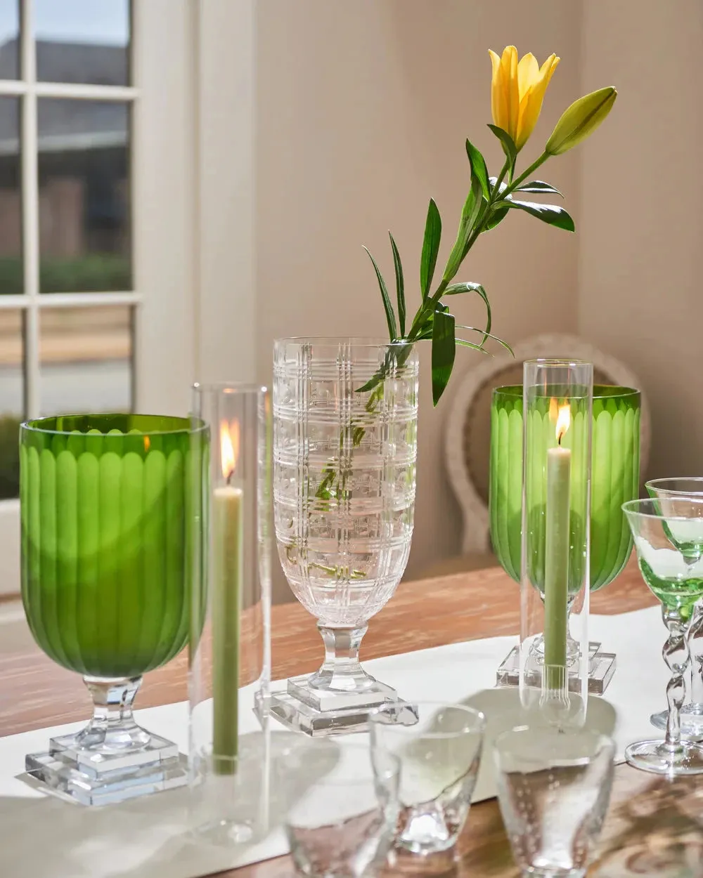 Clear Cut Glass Hurricane