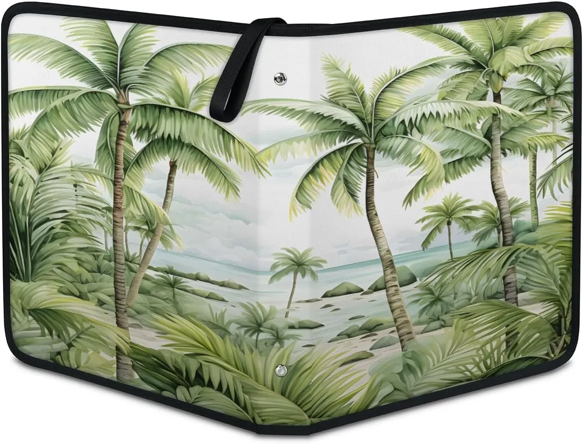 Coconut Palm 3 Ring Trading Zipper Binder Strap, Trading Card Binder 4 Pocket, 400 Pockets Card Holder with 50 Removable Sleeves for Game Cards
