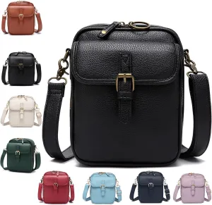 Collaboraten1 Crossbody Leather Bag, Urvashii Vintage Double Layer Large Capacity Mini Anti Theft Cross Body Bags