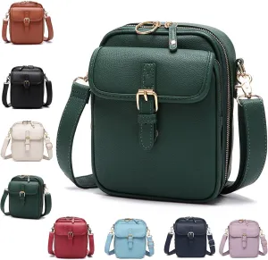 Collaboraten1 Crossbody Leather Bag, Urvashii Vintage Double Layer Large Capacity Mini Anti Theft Cross Body Bags