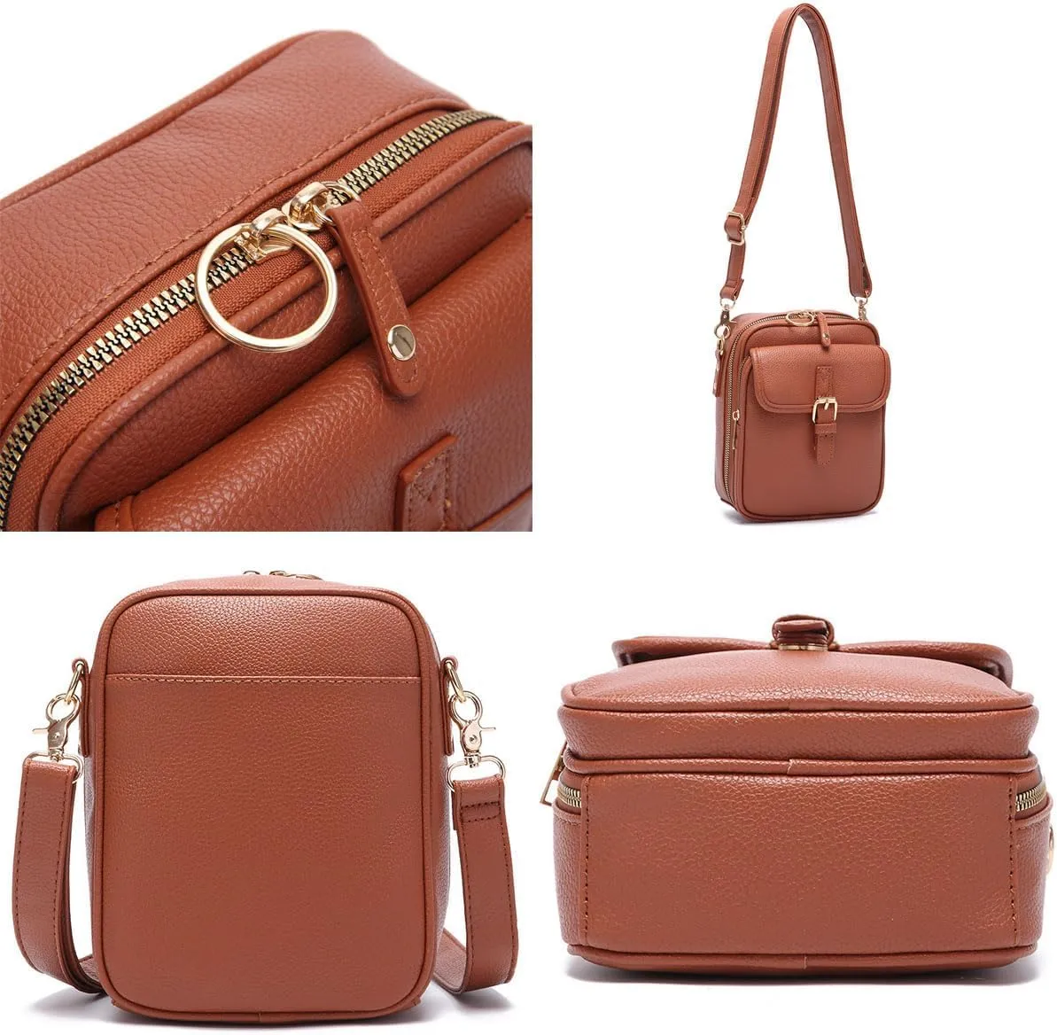 Collaboraten1 Crossbody Leather Bag, Urvashii Vintage Double Layer Large Capacity Mini Anti Theft Cross Body Bags