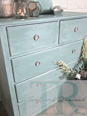 Commissioned Drawers: Duck Egg blue drawers with white wash