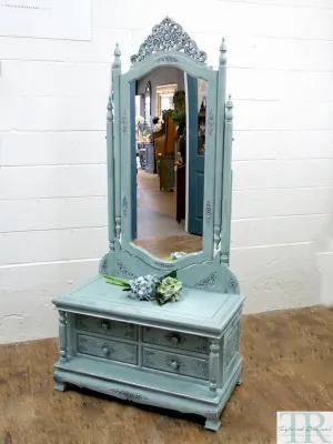 Commissioned  free standing Mirror in a duck egg blue