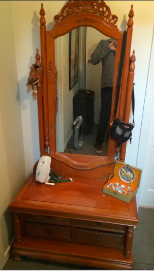 Commissioned  free standing Mirror in a duck egg blue