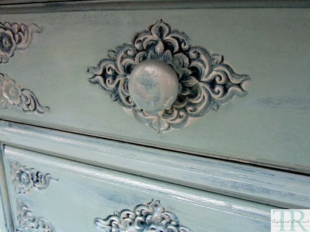 Commissioned  free standing Mirror in a duck egg blue