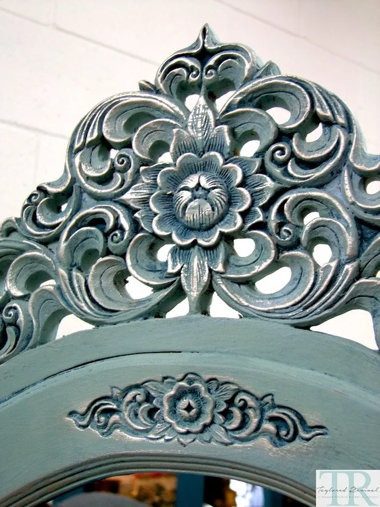 Commissioned  free standing Mirror in a duck egg blue