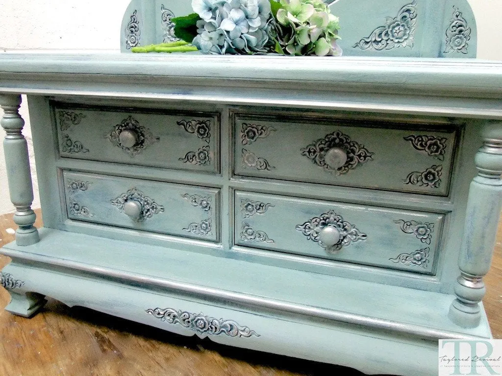 Commissioned  free standing Mirror in a duck egg blue