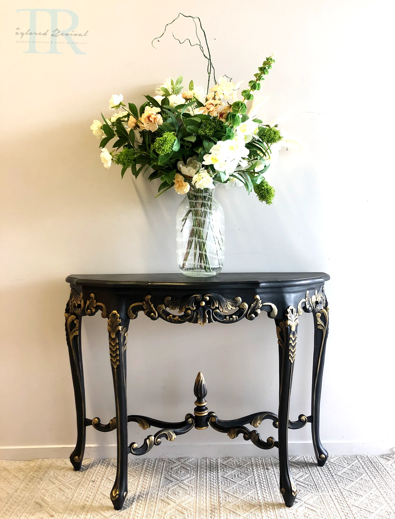 Commissioned hall table in Victorian Black and Gold