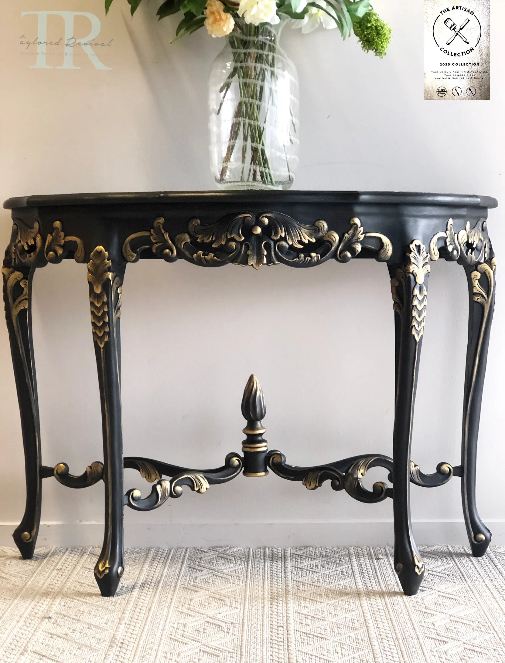 Commissioned hall table in Victorian Black and Gold