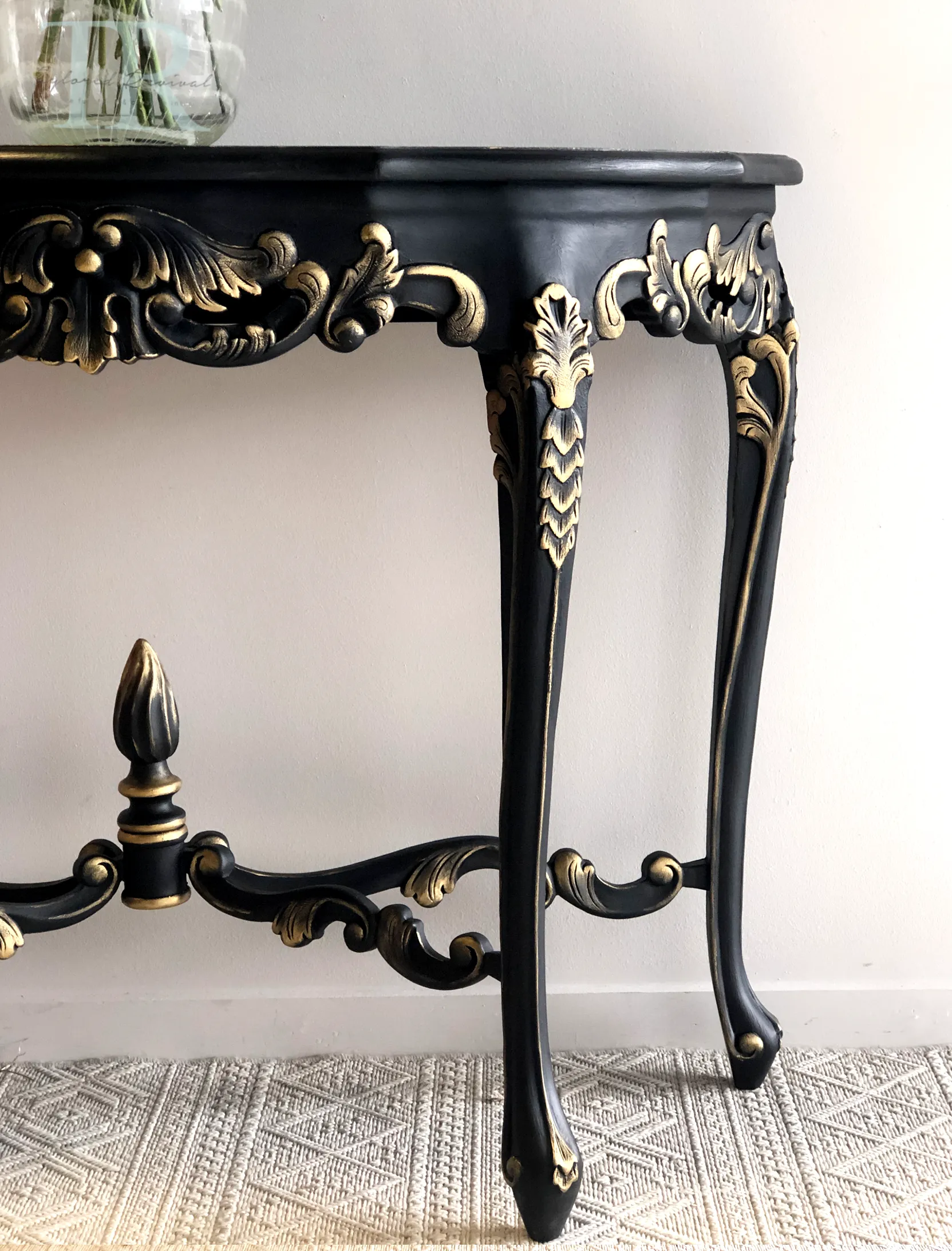 Commissioned hall table in Victorian Black and Gold