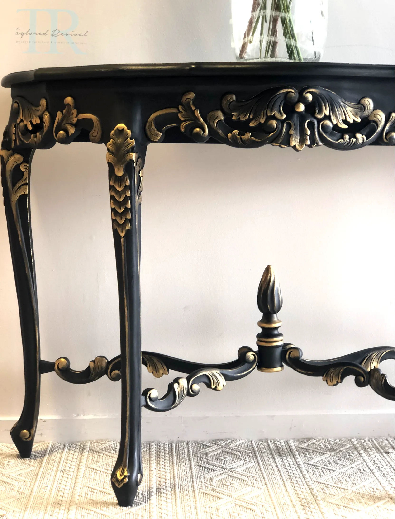 Commissioned hall table in Victorian Black and Gold