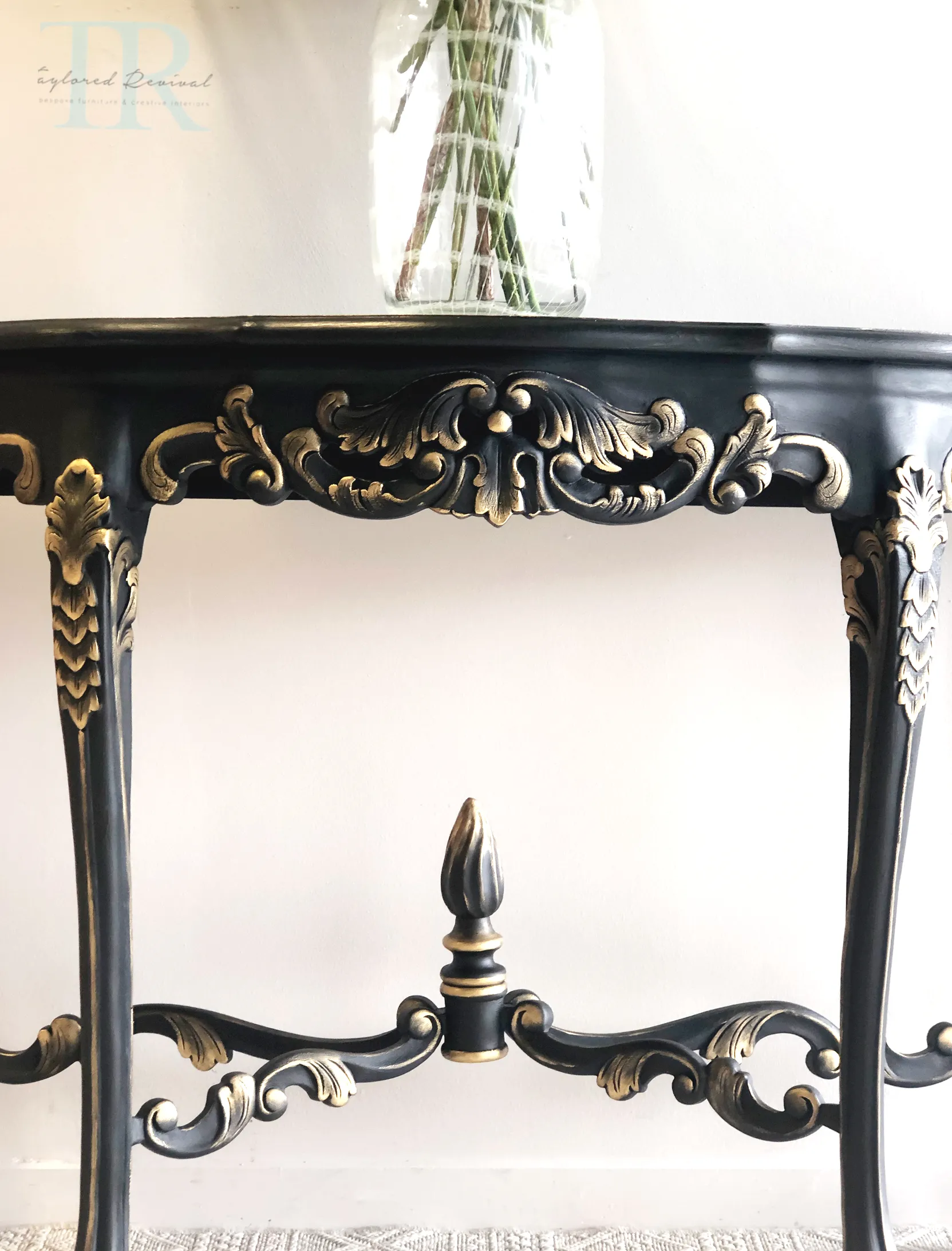 Commissioned hall table in Victorian Black and Gold