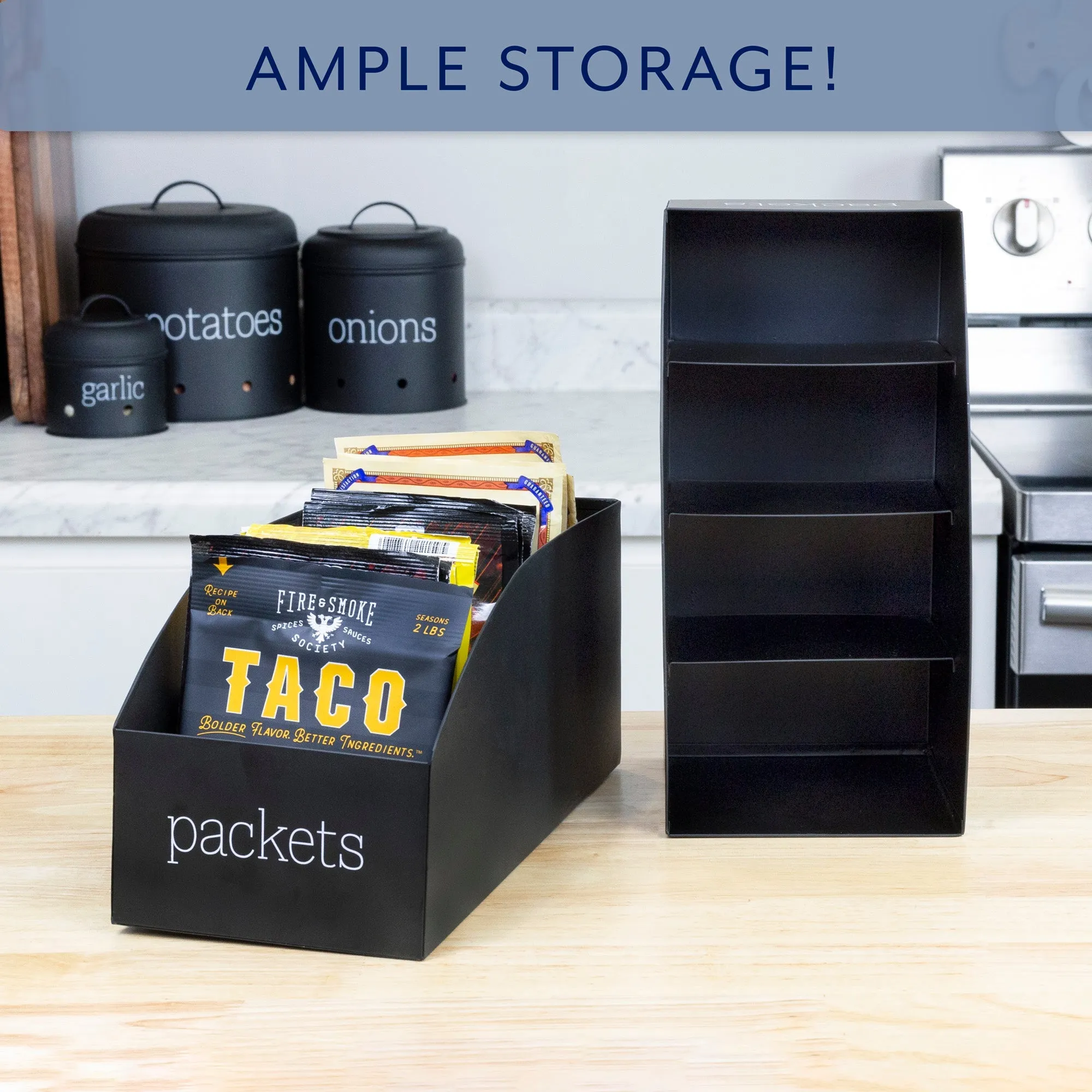 Contemporary Food Packet Organizers (Black, Case of 12)