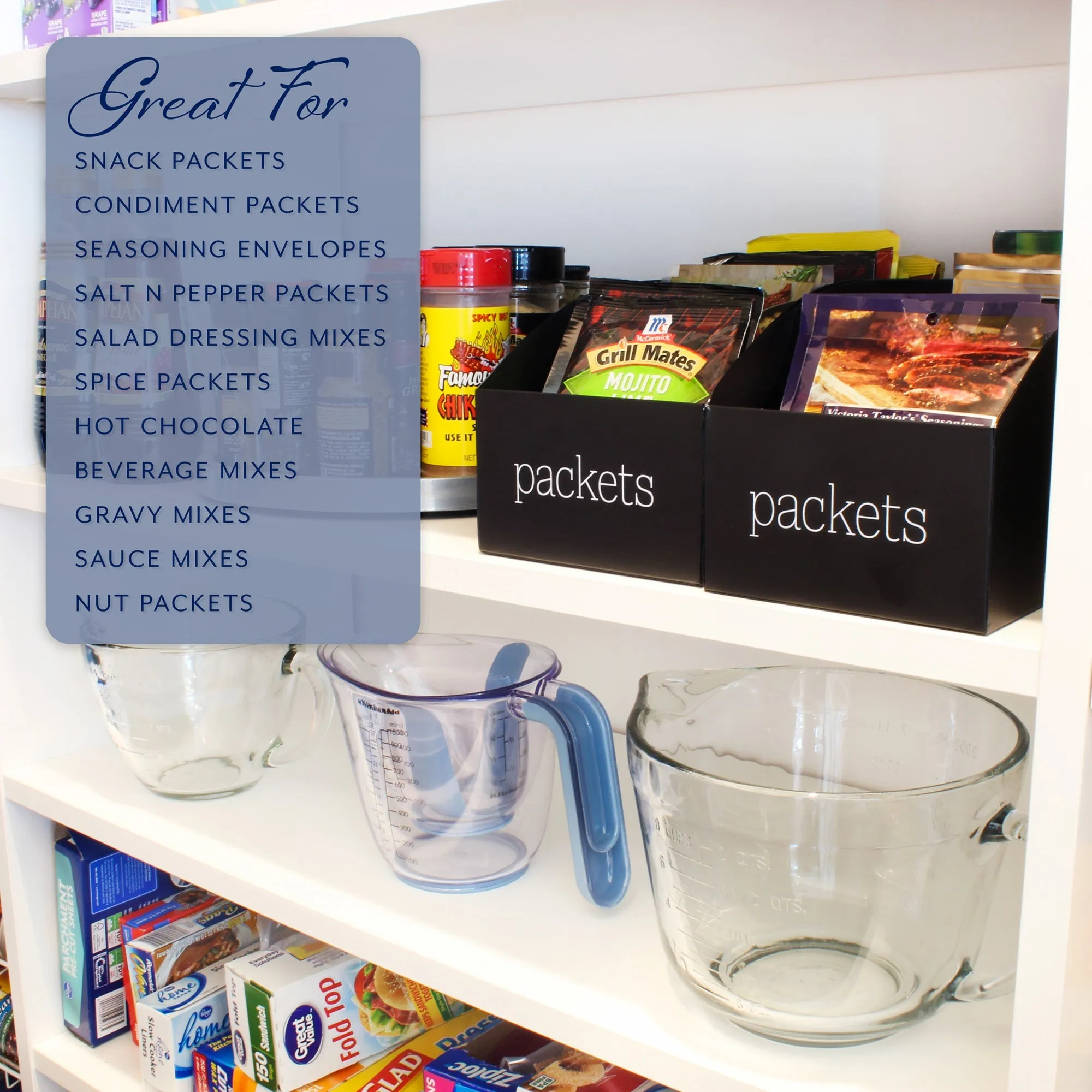 Contemporary Food Packet Organizers (Black, Case of 12)