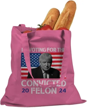 Convicted Felon 2024 Donald Trump Cotton Canvas Tote Bag