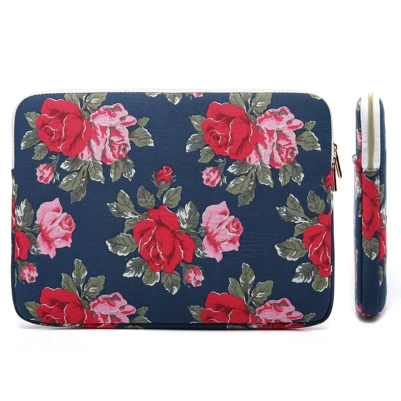 CoolBELL Flower Design Water Resistant Laptop Sleeve | 11.6 inch | Navy Blue | Unisex