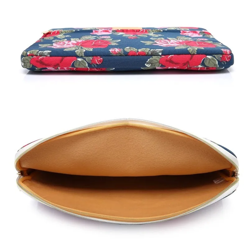CoolBELL Flower Design Water Resistant Laptop Sleeve | 11.6 inch | Navy Blue | Unisex