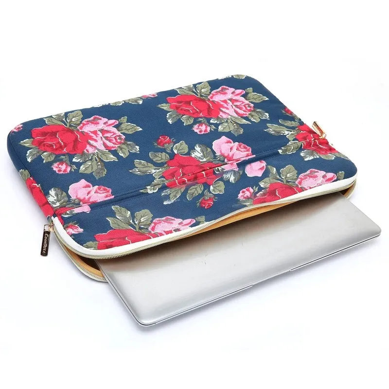 CoolBELL Flower Design Water Resistant Laptop Sleeve | 11.6 inch | Navy Blue | Unisex