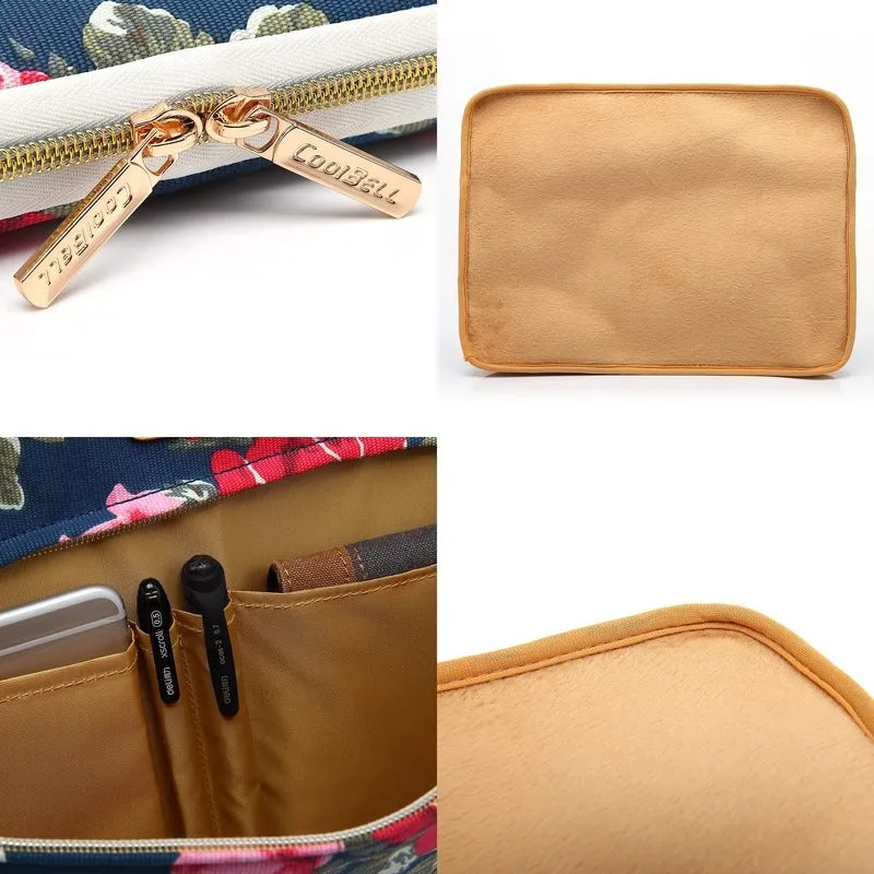 CoolBELL Flower Design Water Resistant Laptop Sleeve | 11.6 inch | Navy Blue | Unisex