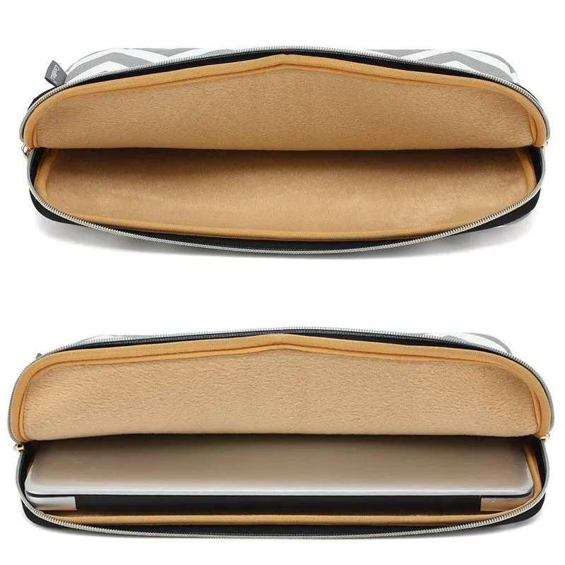 CoolBELL Wave Design: Stylish Laptop Sleeve with Water Resistant Nylon | 12.9 inch | Grey